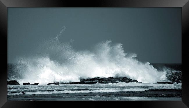  Waves Crashing Duo Tone Framed Print by james balzano, jr.