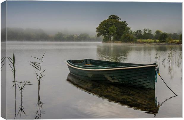  Morning Mist on Loch Ard Canvas Print by Mike Dow