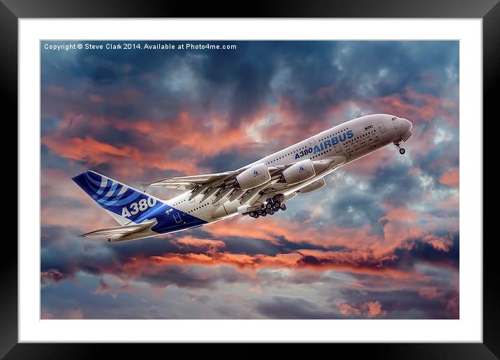  Airbus A380 - Sunset Framed Mounted Print by Steve H Clark