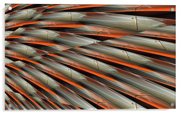  speed of light (orange and chrome) Acrylic by Heather Newton