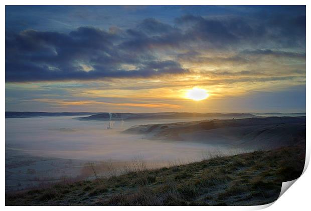 Sunrise over Hope Valley Mist Print by Darren Galpin