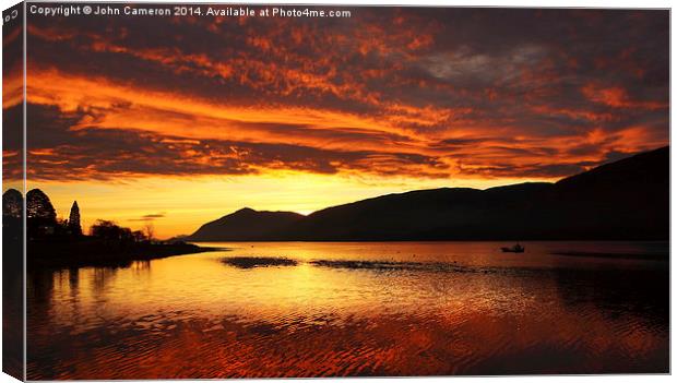 Sunset over Loch Linnhe. Canvas Print by John Cameron