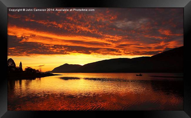 Sunset over Loch Linnhe. Framed Print by John Cameron