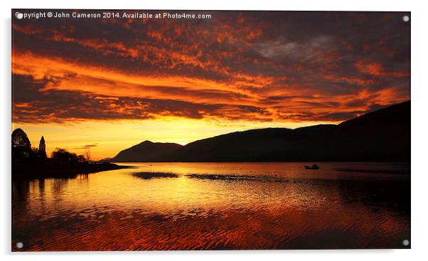 Sunset over Loch Linnhe. Acrylic by John Cameron