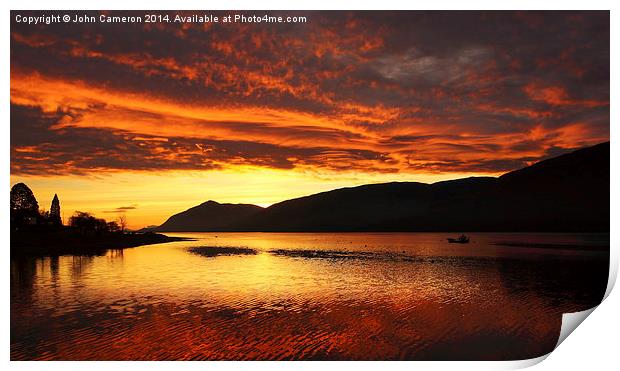 Sunset over Loch Linnhe. Print by John Cameron