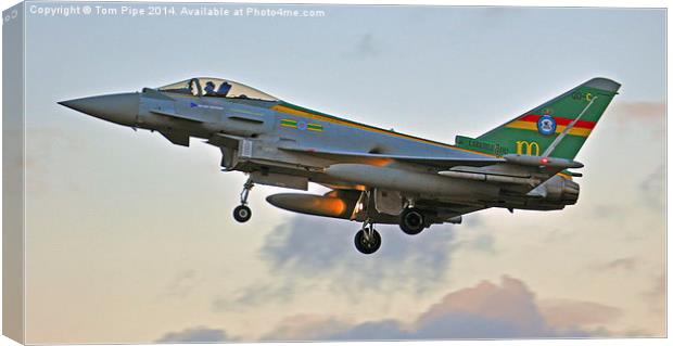  3 Squadron Typhoon Jet Landing at RAF Coningsby. Canvas Print by Tom Pipe