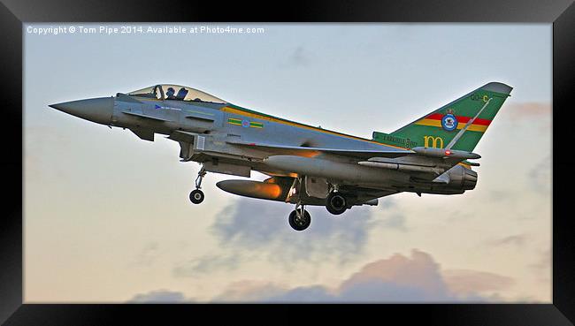  3 Squadron Typhoon Jet Landing at RAF Coningsby. Framed Print by Tom Pipe