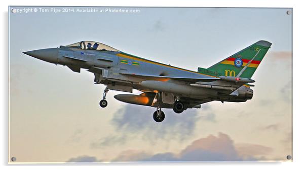  3 Squadron Typhoon Jet Landing at RAF Coningsby. Acrylic by Tom Pipe