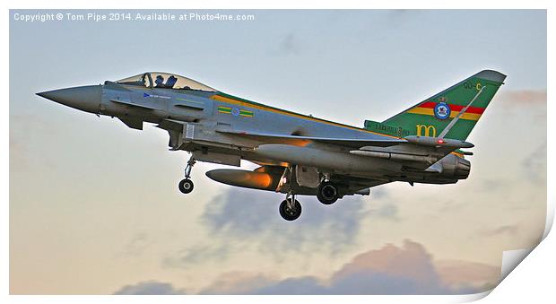  3 Squadron Typhoon Jet Landing at RAF Coningsby. Print by Tom Pipe