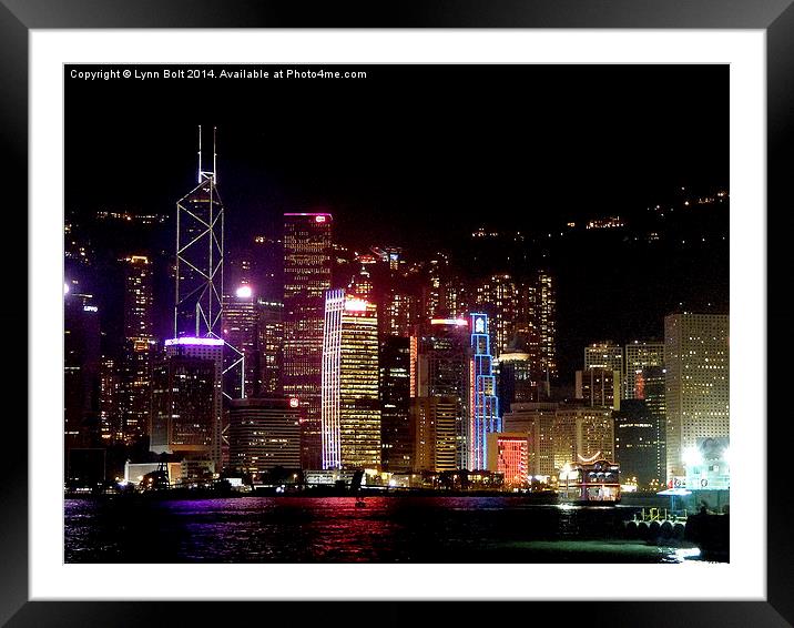 At Night in Hong Kong Framed Mounted Print by Lynn Bolt