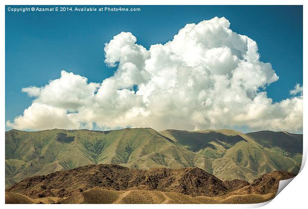  White clouds over mountains Print by Azamat E