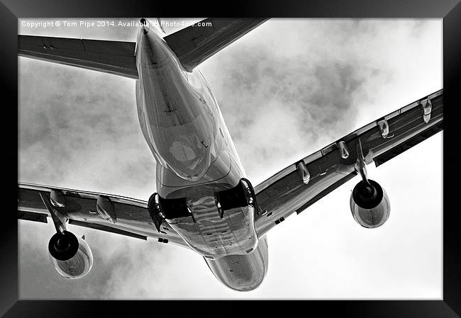 Mighty Emirates A380 Glides into the distance.. Framed Print by Tom Pipe