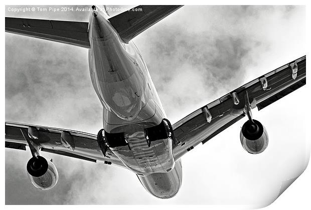 Mighty Emirates A380 Glides into the distance.. Print by Tom Pipe