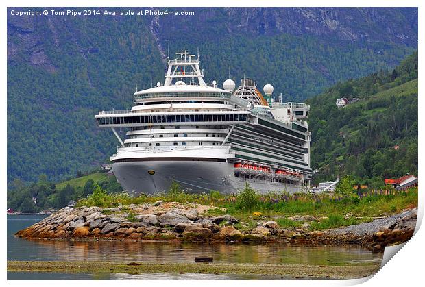  Ventura Cruise Ship in Norwegian Fjord. Olden 201 Print by Tom Pipe