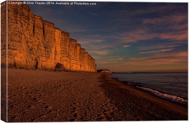 East Cliff Sunset Dorset  Canvas Print by Chris Thaxter