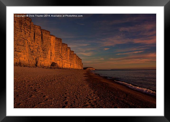 East Cliff Sunset Dorset  Framed Mounted Print by Chris Thaxter
