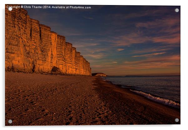 East Cliff Sunset Dorset  Acrylic by Chris Thaxter
