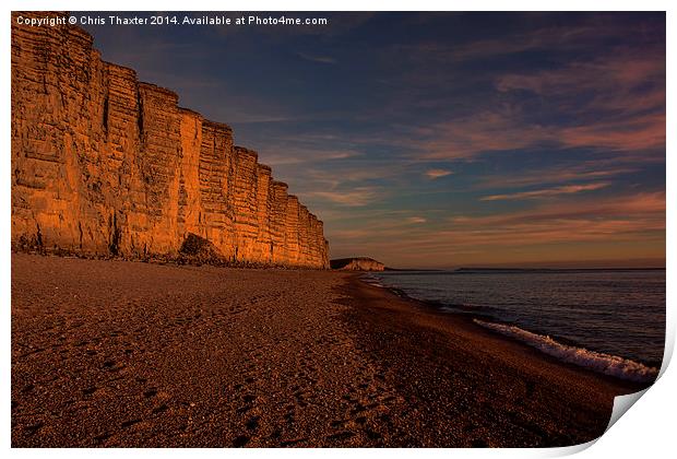 East Cliff Sunset Dorset  Print by Chris Thaxter