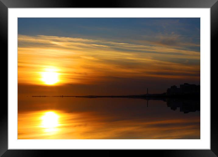  Brighton Reflections at sunset Framed Mounted Print by Oxon Images
