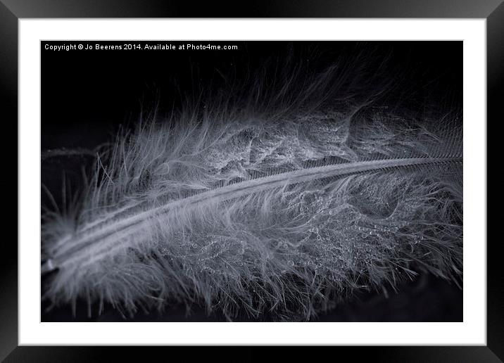 feather droplets Framed Mounted Print by Jo Beerens