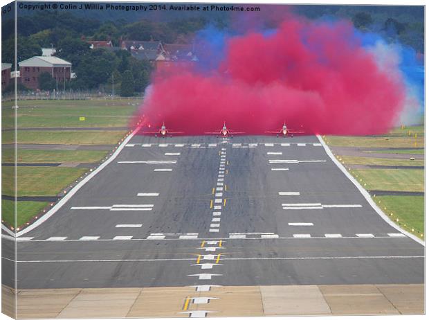  The Red Arrows Smoke On Go - Farnborough Airshow  Canvas Print by Colin Williams Photography