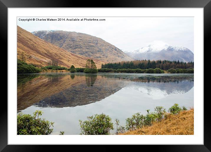  Glen Etive Mountains Framed Mounted Print by Charles Watson