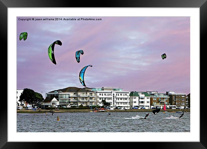 Kite Surfers at Poole Harbour Framed Mounted Print by Jason Williams