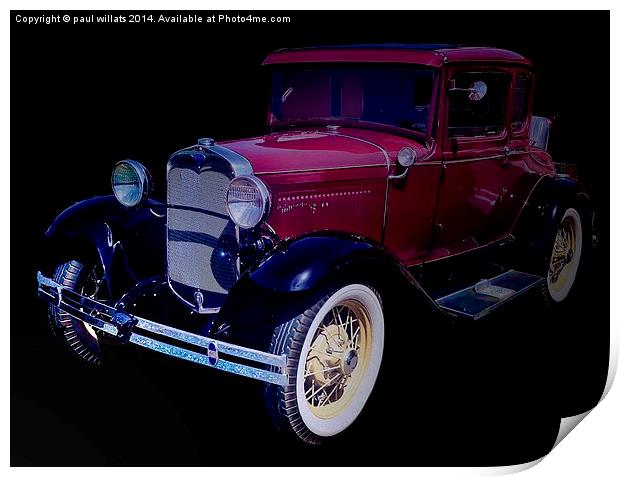  OLD RESTORED VINTAGE CAR Print by paul willats