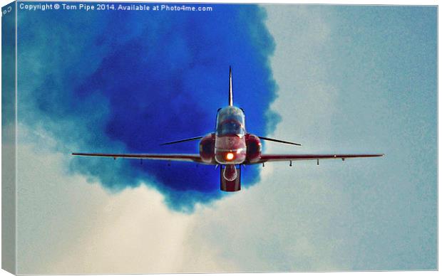  Red Arrows Hawk Jet out of the Blue Canvas Print by Tom Pipe