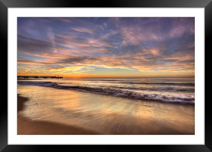  HDR Beach Sunrise Framed Mounted Print by Jennie Franklin