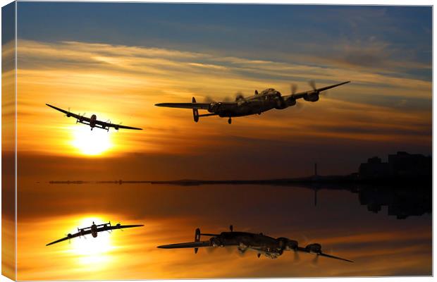  Lancasters make Landfall over Brighton Canvas Print by Oxon Images