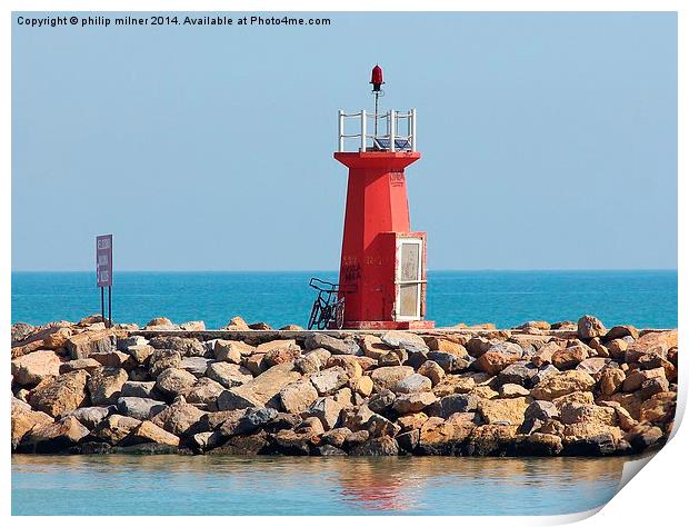  The Red Lighthouse Print by philip milner