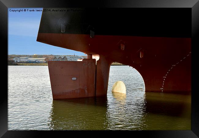  Close up of the stern of a bulk cargo vessel Framed Print by Frank Irwin