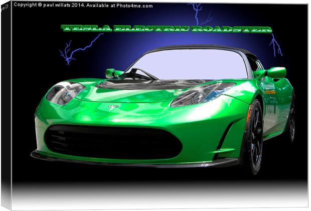  TESLA ELECTRIC ROADSTER Canvas Print by paul willats