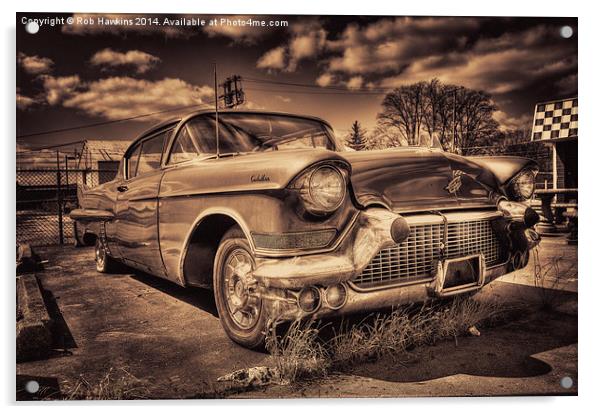  The old Cadillac  Acrylic by Rob Hawkins