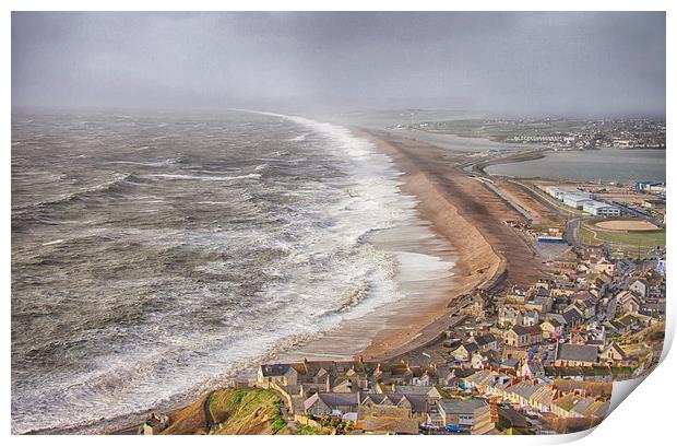  Stormy Chesil Beach. Print by Mark Godden
