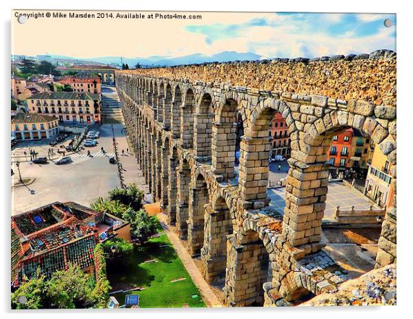 Roman Aqueduct Segovia Spain Acrylic by Mike Marsden