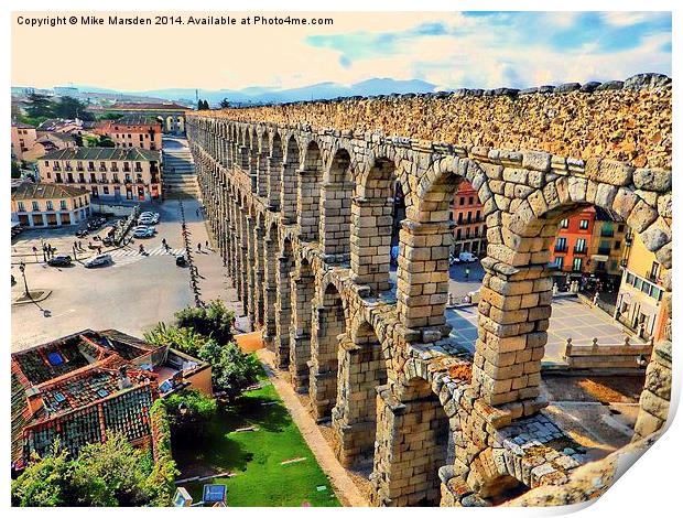 Roman Aqueduct Segovia Spain Print by Mike Marsden