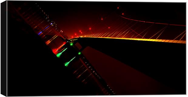  Humber Bridge night Lights  Canvas Print by Jon Fixter
