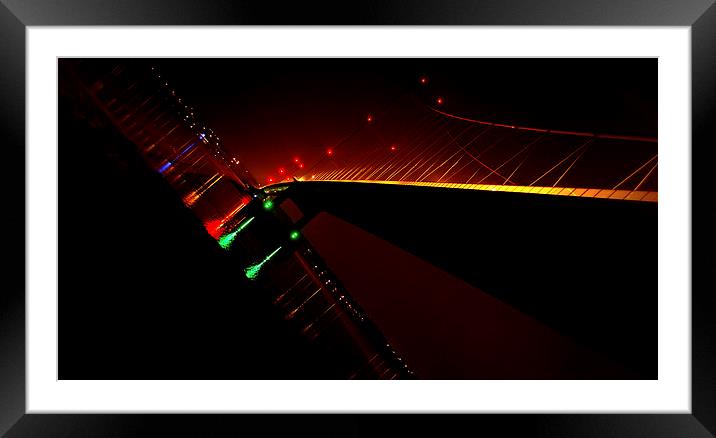  Humber Bridge night Lights  Framed Mounted Print by Jon Fixter