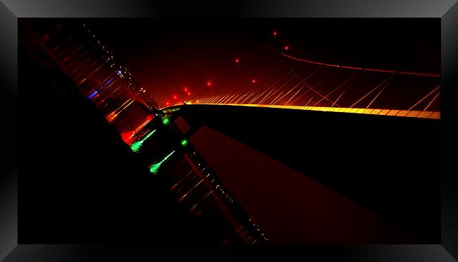  Humber Bridge night Lights  Framed Print by Jon Fixter