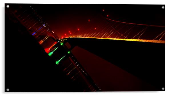  Humber Bridge night Lights  Acrylic by Jon Fixter