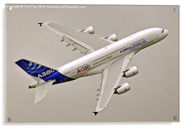  Airbus A380 seen from a great angle " love at fir Acrylic by Tom Pipe