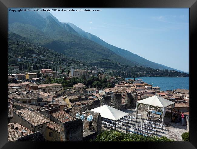Castle view of Malcesine Italy Framed Print by Richy Winchester