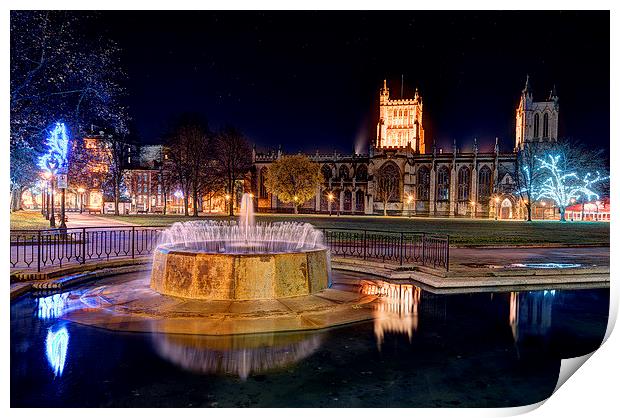 Cathedral fountain Print by Simon Gerhand