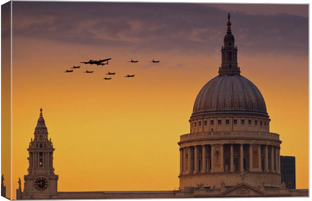 Warbirds Over London  Canvas Print by J Biggadike