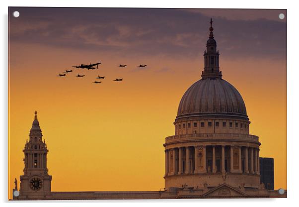 Warbirds Over London  Acrylic by J Biggadike
