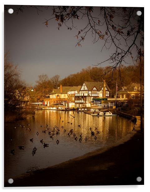 Golden Light at Boathouse Row Acrylic by Tom and Dawn Gari