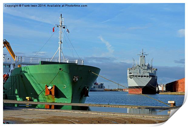 MV Arklow Rebel offloading in Birkenhead Docks Print by Frank Irwin