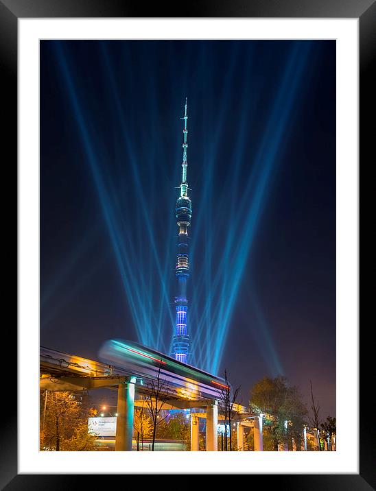  Festive illumination of Ostankino tower in Moscow Framed Mounted Print by Sergey Golotvin